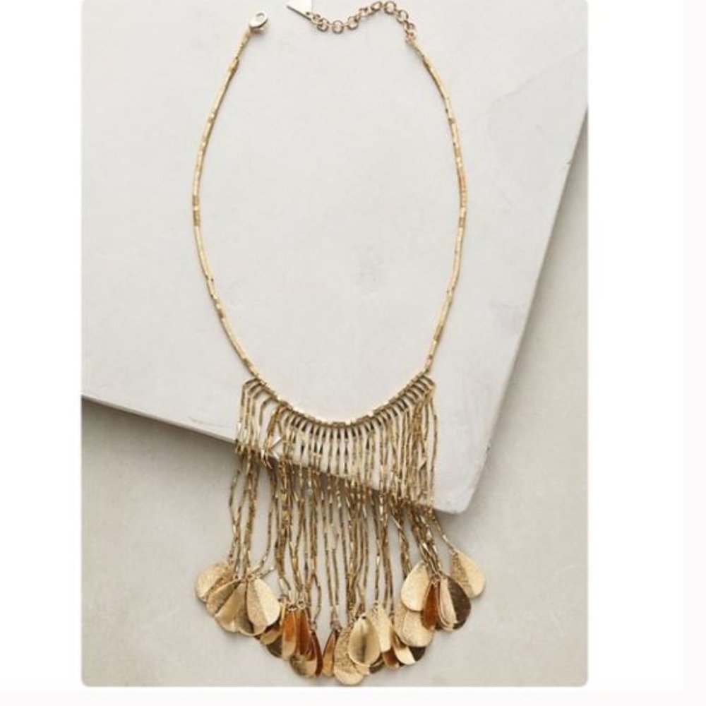 Anthropologie Gold Fringe Necklace